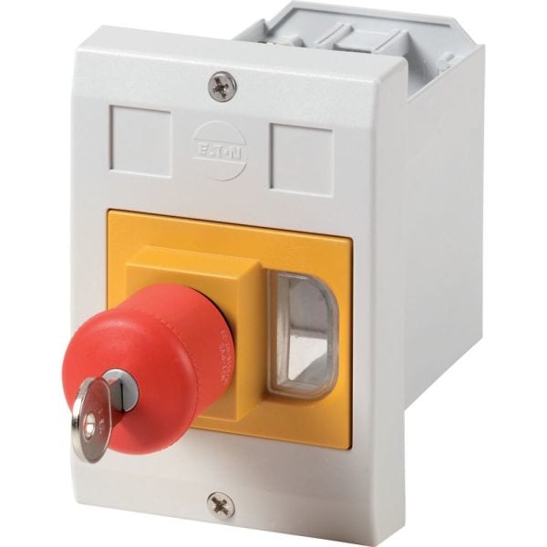 EATON - Isolierstoffgehäuse, E-PKZ0, H x B x T = 129 x 90 x 176 mm, Einbau, + NOT-AUS-Pilztaster, schlüsselbetätigt
