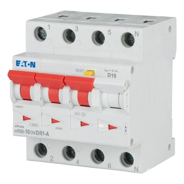 EATON - FI/LS-Kombinationsschalter, 10 A, 100 mA, D-LS-Char, 3N-polig, FI-Char: A