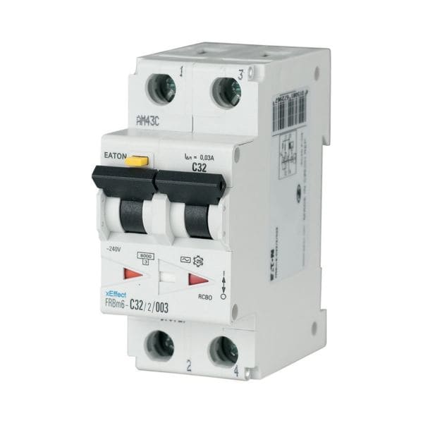 EATON - FI/LS-Kombischalter, 32 A, 30 mA, Leitungsschutzschalter Typ B Auslösecharakteristik, 2-phasig, Fehlerstromschutzschalter mit Auslösecharakt