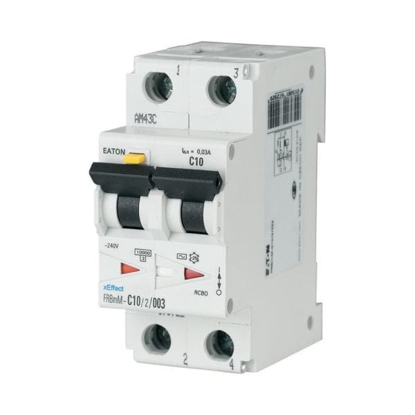 EATON - RCD/LS-Schalter-Kombischalter, 10 A, 30 mA, Leitungsschutzschalter Typ-B-Auslöseverhalten, 2p, Fehlerstromleitungsschutzschalter, Auslösever