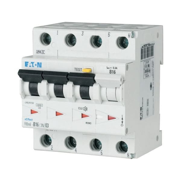 EATON - FI/LS-Kombischalter, 10 A, 30 mA, Leitungsschutzschalter Typ D Auslösecharakteristik, 3-phasig +N, Fehlerstromschutzschalter mit Auslösechar