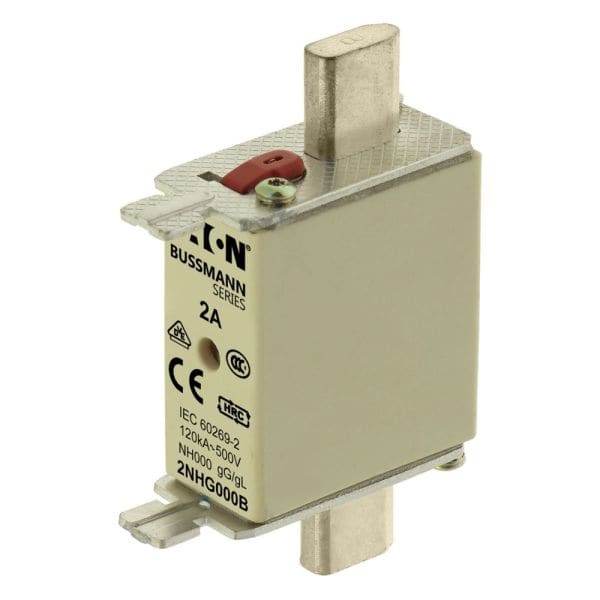 EATON - Sicherungsverbindung, LV, 2 A, AC 500 V, NH000, gL/gG, IEC, Doppelkennmelder, spannungsführende Grifflasche