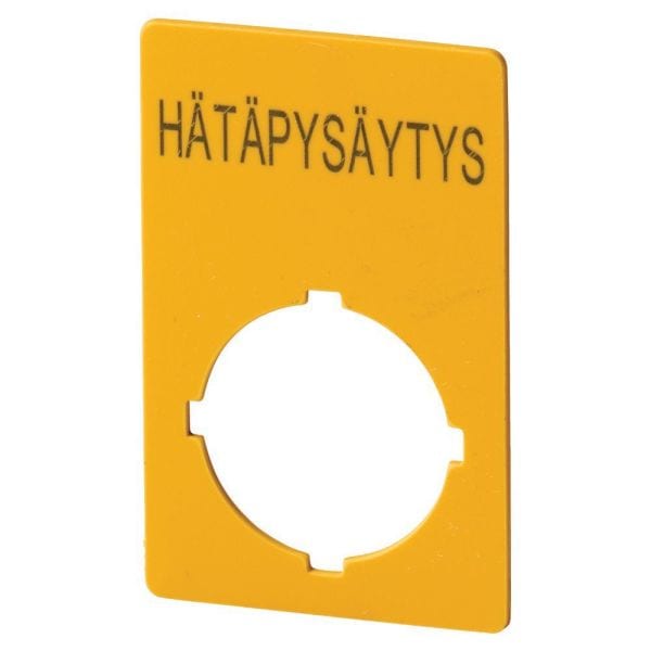 EATON - Schild, NOT-HALT, H x B = 50 x 33 mm, gelb, HÄTAPYSÄYTYS