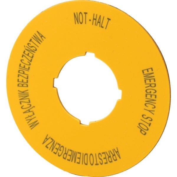 EATON - Schild, NOT-HALT, D = 60 mm, gelb, PL, EN, DE, IT
