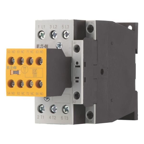 EATON - Sicherheitsschütz, 380 V 400 V: 7,5 kW, 2 S, 3 Ö, 230 V 50 Hz, 240 V 60 Hz, Wechselstrombetätigung, Schraubklemmen, mit Spiegelkontakt.