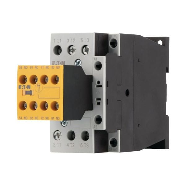 EATON - Sicherheitsschütz, 380 V 400 V: 11 kW, 2 S, 3 Ö, RDC 24: 24 - 27 V DC, Gleichstrombetätigung, Schraubklemmen, mit Spiegelkontakt.