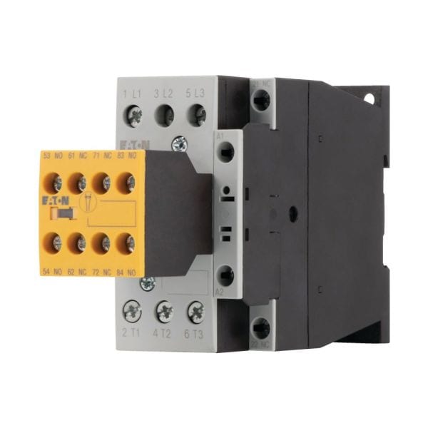 EATON - Sicherheitsschütz, 380 V 400 V: 15 kW, 2 S, 3 Ö, 230 V 50 Hz, 240 V 60 Hz, Wechselstrombetätigung, Schraubklemmen, mit Spiegelkontakt.