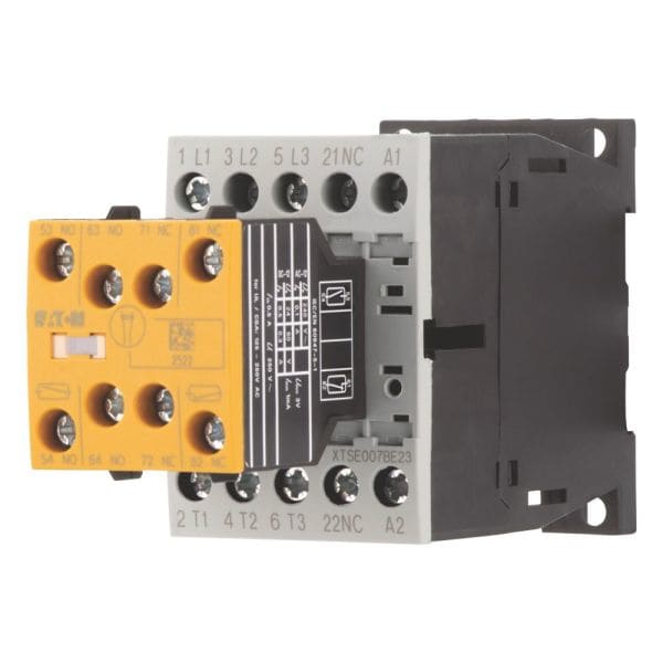EATON - Sicherheitsschütz, 380 V 400 V: 3 kW, 2 S, 3 Ö, 24 V DC, Gleichstrombetätigung, Schraubklemmen, Mit Mirror-Kontakt (nicht für Mikroschalter)