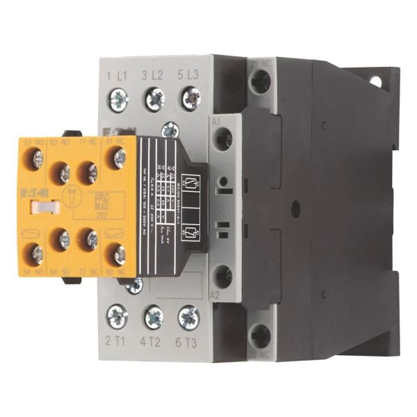 EATON - Sicherheitsschütz, 380 V 400 V: 7,5 kW, 2 S, 3 Ö, RDC 24: 24 - 27 V DC, Gleichstrombetätigung, Schraubklemmen, Mit Mirror-Kontakt (nicht für