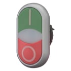 EATON - Doppeldrucktaste, RMQ-Titan, Taste I und Leuchmelder bündig, Taste 0 vorstehend, tastend, Vorsatzlinse weiß, grün, rot, beschriftet, Frontri