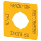 EATON - Schild, NOT-HALT, H x B = 50 x 50 mm, gelb, DE, EN, FR, IT