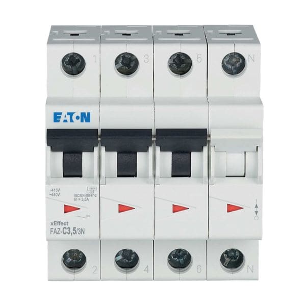 EATON - Leitungsschutzschalter, 3,5 A, 3p+N, Charakteristik: C