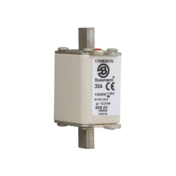 EATON - Sicherungseinsatz, superflink, 35 A, AC 1000 V, 125 kA, DIN 00, aR, DIN, IEC, Kennmelder Typ T, spannungsführende Grifflasche
