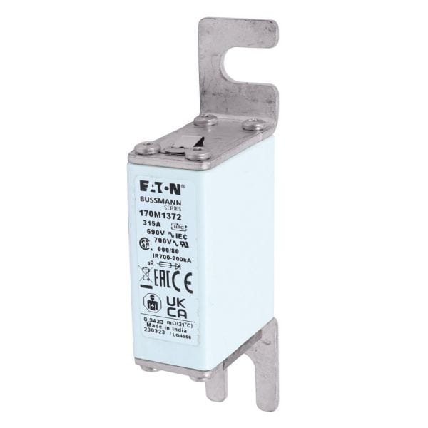 EATON - Sicherungseinsatz, superflink, 315 A, AC 690 V, 200 kA, DIN 000, 21 x 40 x 100 mm, aR, DIN, IEC, einfacher Kennmelder