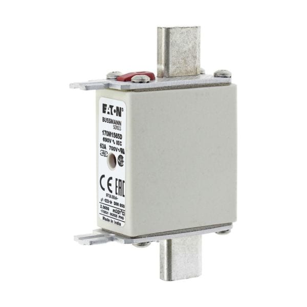 EATON - Sicherungseinsatz, superflink, 63 A, AC 690 V, 200 kA, DIN 000, gR, DIN, IEC, Kennmelder Typ T, quadratischer Körper mit Messerkontakten