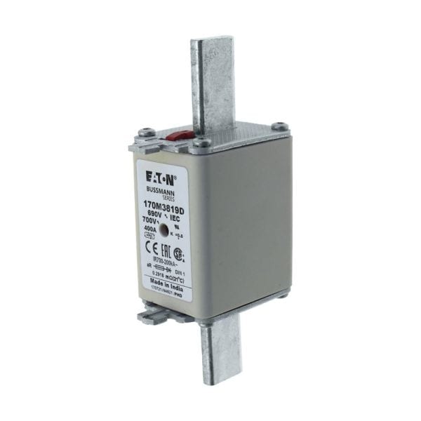 EATON - Sicherungseinsatz, superflink, 400 A, AC 690 V, 200 kA, DIN 1, aR, DIN, IEC, Kennmelder Typ T, spannungsführende Grifflasche