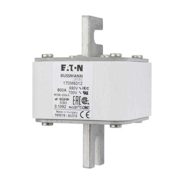 EATON - Sicherungseinsatz, superflink, 800 A, AC 690 V, 200 kA, DIN 3, 76 x 76 x 109 mm, aR, DIN, IEC, einfacher Kennmelder