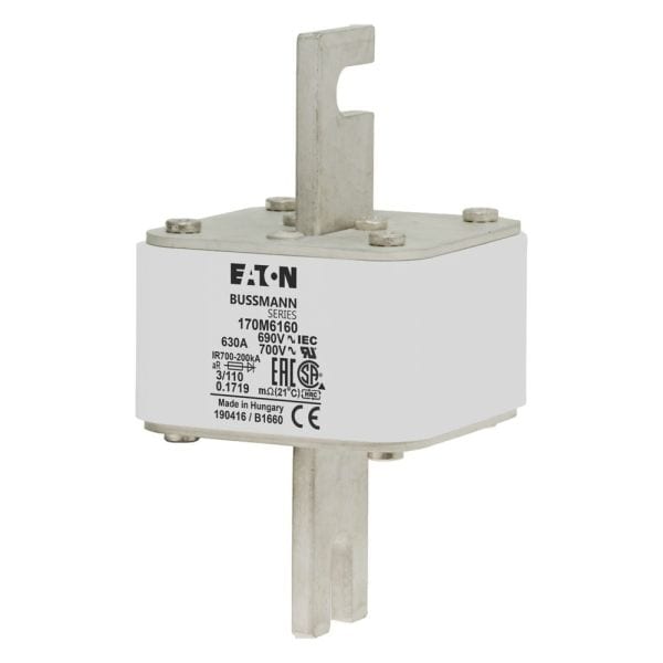 EATON - Sicherungseinsatz, superflink, 630 A, AC 690 V, 200 kA, DIN 3, 76 x 90 x 139 mm, aR, DIN, IEC, einfacher Kennmelder