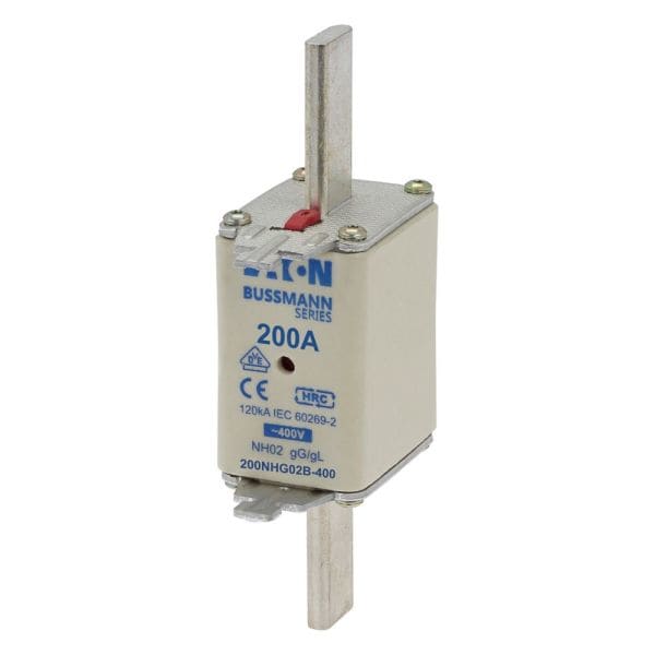 EATON - Sicherungseinsatz, LV, 200 A, AC 400 V, NH02, gL/gG, IEC, Doppelkennmelder, spannungsführende Grifflasche