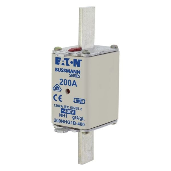 EATON - Sicherungseinsatz, LV, 200 A, AC 400 V, NH1, gL/gG, IEC, Doppelkennmelder, spannungsführende Grifflasche