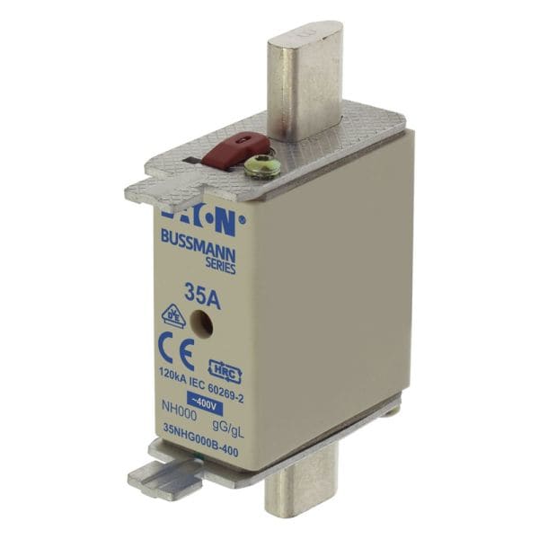 EATON - Sicherungsverbindung, LV, 35 A, AC 400 V, NH000, gL/gG, IEC, Doppelkennmelder, spannungsführende Grifflasche