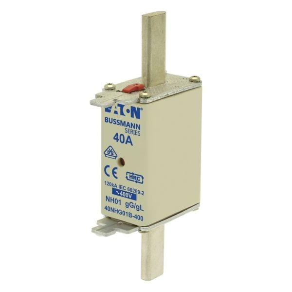 EATON - Sicherungsverbindung, LV, 40 A, AC 400 V, NH01, gL/gG, IEC, Doppelkennmelder, spannungsführende Grifflasche