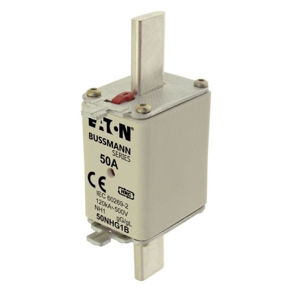 EATON - Sicherungseinsatz, Niederspannung, 50 A, AC 500 V, NH1, gL/gG, IEC, Doppelkennmelder