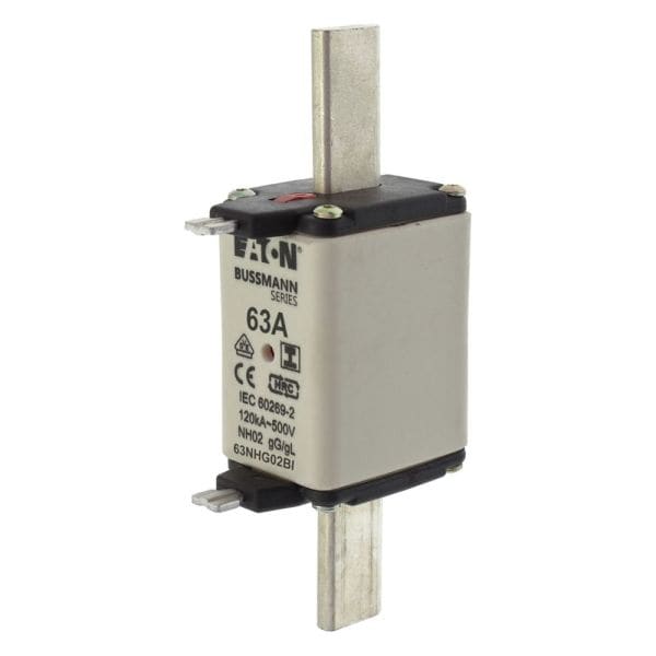 EATON - Sicherungsverbindung, LV, 63 A, AC 500 V, NH02, gL/gG, IEC, Doppelkennmelder, isolierte Grifflaschen