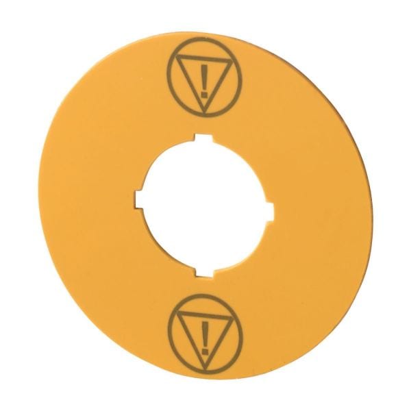 EATON - Schild, NOT-AUS, gelb, D = 60 mm, mit Symbol IEC60417-5638