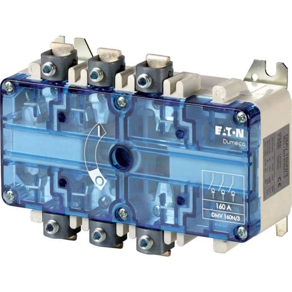 EATON - Lasttrennschalter, DMV, 160 A, 3-polig, STOPP-Funktion optional, ohne Drehgriff und Antriebsachse, Tunnelklemme