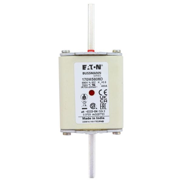 EATON - Sicherungseinsatz, superflink, 400 A, AC 690 V, 200 kA, DIN 2, aR, DIN, IEC, Kennmelder Typ T, spannungsführende Grifflasche