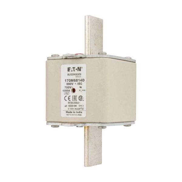 EATON - Sicherungseinsatz, superflink, 1000 A, AC 690 V, 200 kA, DIN 3, aR, DIN, IEC, Kennmelder Typ T, spannungsführende Grifflasche