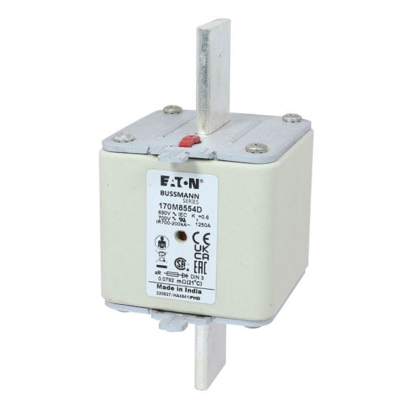 EATON - Sicherungseinsatz, superflink, 1250 A, AC 690 V, 200 kA, DIN 3, aR, DIN, IEC, Kennmelder Typ T, spannungsführende Grifflasche