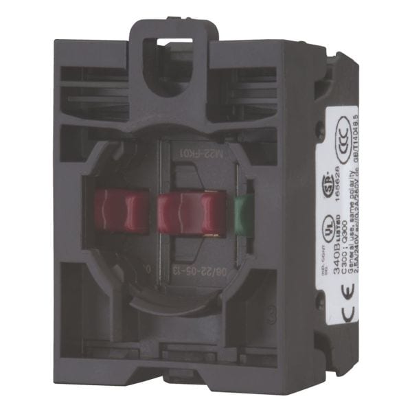 EATON - Kombination aus Kontaktelement und selbstüberwachendem Kontaktelement M22-K01SMC10 mit Schraubklemmen, Befestigungsadapter M22-A und Meldeko