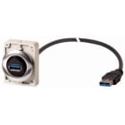 EATON - Einbaubuchse, 1,5 m, konfektionierte Leitung mit fest angeschlossenem Stecker USB 3.0, Typ A, Frontring Metall