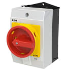 EATON - Hauptschalter, P1, 25 A, Aufbau, 3-polig, NOT-AUS-Funktion, mit rotem Drehgriff und gelbem Sperrkranz
