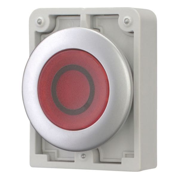 EATON - Leuchtdrucktaste, RMQ-Titan, flach, tastend, rot, beschriftet 0, Frontring Metall