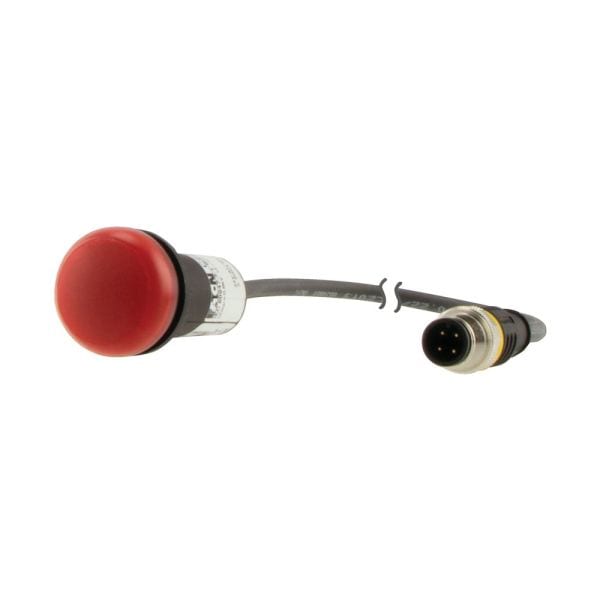 EATON - Leuchtmelder, flach, Kabel (schwarz) mit M12A-Stecker, 4-polig, 1 m, Linse rot, LED rot, 24 V AC/DC