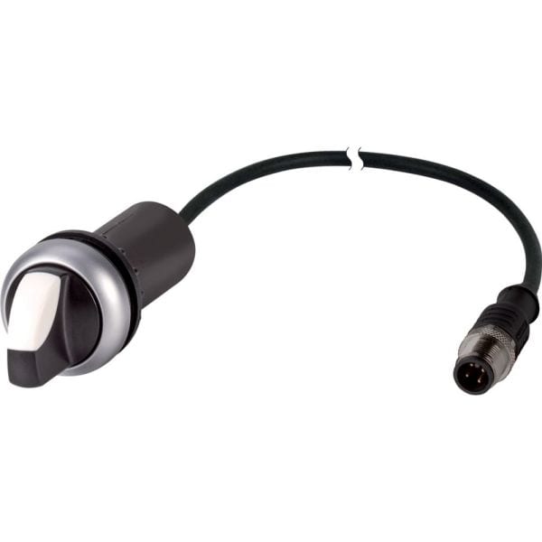 EATON - Wahltaste, mit Knebelgriff, rastend, 1 S, Kabel (schwarz) mit M12A-Stecker, 4-polig, 1 m, 2 Stellungen, Frontring Titan