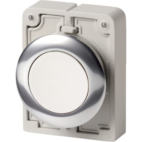 EATON - Drucktaste, RMQ-Titan, flach, tastend, weiß, unbeschriftet, Frontring Metall
