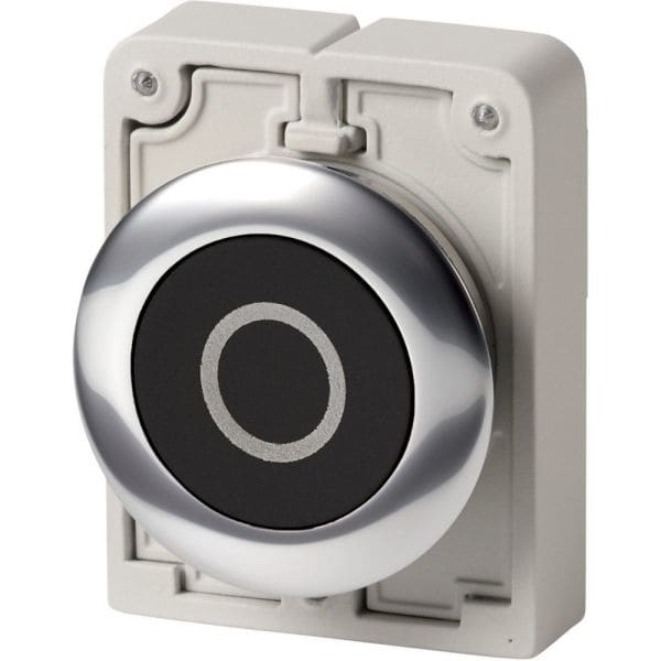 EATON - Drucktaste 30mm flach, rast.,schwarz ''O''