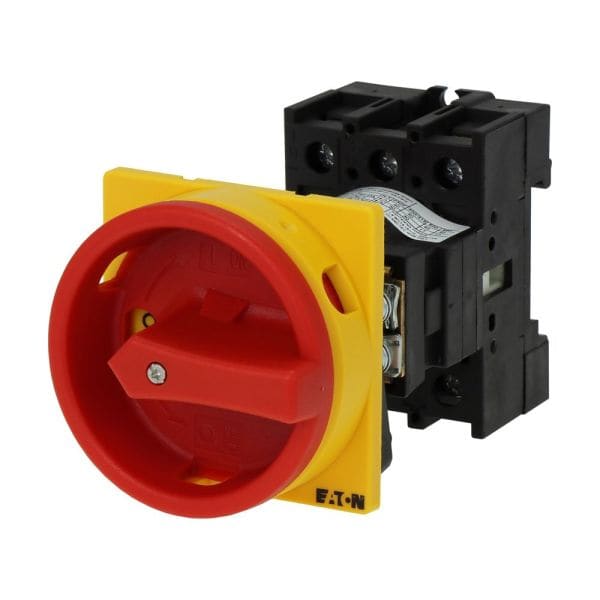 EATON - Hauptschalter, P1, 40 A, Zwischenbau, 3-polig, NOT-AUS-Funktion, mit rotem Drehg