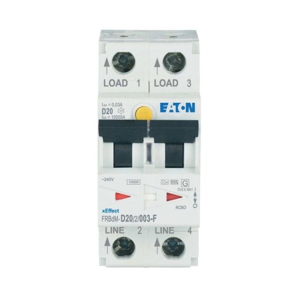 EATON - Elektronische FI/LS Kombination, 20 A, 30 mA, LS-Charakteristik: D, 2p, FI-Chara