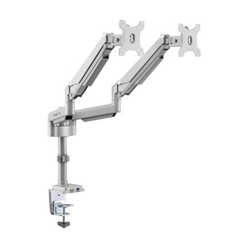 EATON - Dual-Display Flex-Arm Mount for 13” to 34” Monitors - Clamp or Grommet, USB, Audio Ports