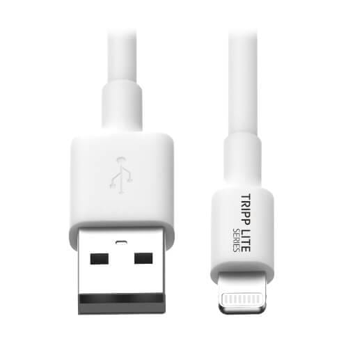 EATON - USB-A to Lightning Sync/Charge Cable, MFi Certified - White, M/M, USB 2.0, 10 ft. (3.05 m)