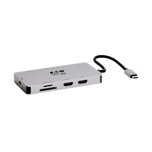 EATON - USB-C Dock, Dual Display - 4K 60 Hz HDMI, USB 3.2 Gen 1, USB-A Hub, GbE, Memory Card, 100W PD Charging, Gray