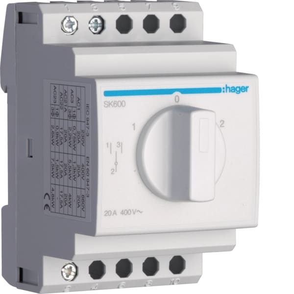 HAGER - Umschalter mit Nullstellung 20A 400V