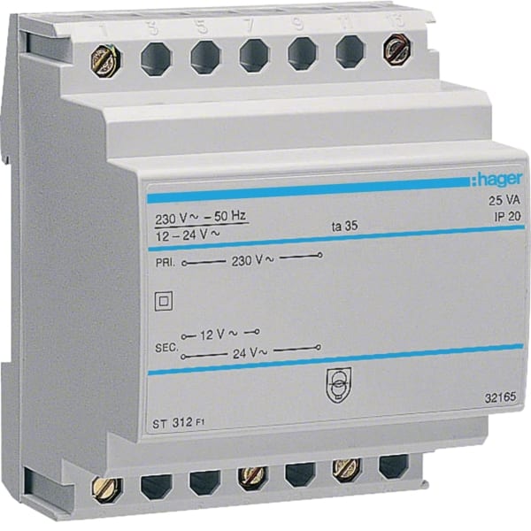 HAGER - Sicherheitstrafo 12V/2,08A o, 24V/1,04A
