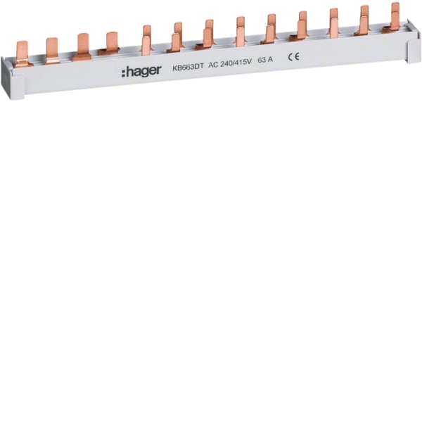 HAGER - Phasenschiene,4pol,10mm²,1FI,4p +9LS,1+N