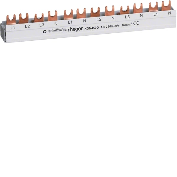 HAGER - Phasenschiene,4pol,16q,12mod,Gabel